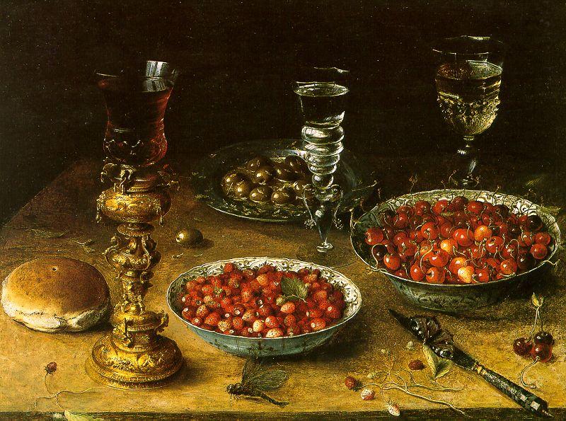 Osias Beert Still Life with Cherries Strawberries in China Bowls oil painting picture